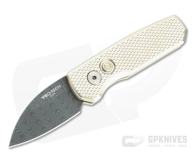 Protech Runt 5 Damascus Wharncliffe Blade 2022 LTD #19 Textured Bronze Aluminum Automatic R5111-D-02 1 Protech Runt 5 Damascus Wharncliffe Blade 2022 LTD #19 Textured Bronze Aluminum Automatic R5111-D-02