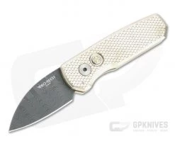 Protech Runt 5 Damascus Wharncliffe Blade 2022 LTD #45 Textured Bronze Aluminum Automatic R5111-D-03