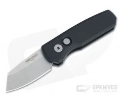 Protech Runt 5 Reverse Tanto Stonewashed 20CV Smooth Black Aluminum Automatic R5201