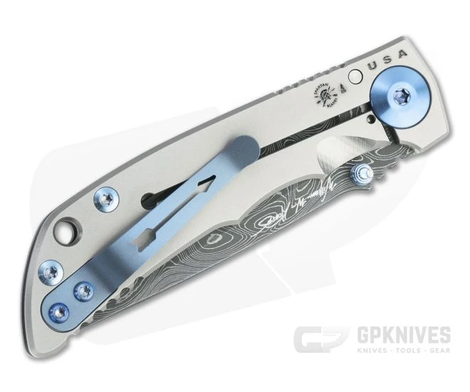 Spartan Blades Harsey Folder 3.25 Nichols Damascus Blue Hardware Titanium Folder 05 2 Spartan Blades Harsey Folder 3.25 Nichols Damascus Blue Hardware Titanium Folder 05 - Image 2