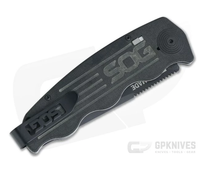 SOG TAC-OPS Black Cerakote Plain S35VN Micarta USA Button Lock Automatic TO1011-BX 3 SOG TAC-OPS Black Cerakote Plain S35VN Micarta USA Button Lock Automatic TO1011-BX - Image 3