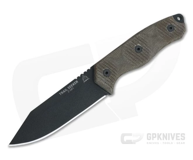 TOPS Trail Seeker Black 1095 Green Canvas Micarta Fixed Blade 1 TOPS Trail Seeker Black 1095 Green Canvas Micarta Fixed Blade